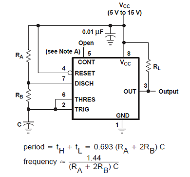 Схема генератора на таймере 555