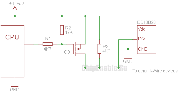 Подключение DS18B20 к микроконтроллеру. Режим паразитного питания