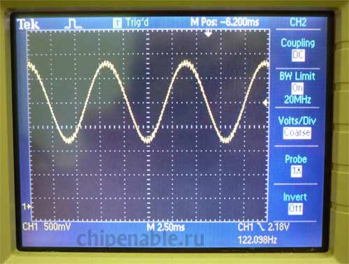 Полученная синусоида на экране осциллографа